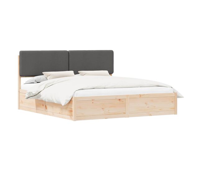 Estrutura de cama de casal moderno com cabeceira estofada cinza escuro