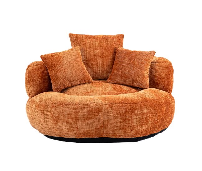 Sofá puff individual - encosto alto, gaming, com almofadas - laranja