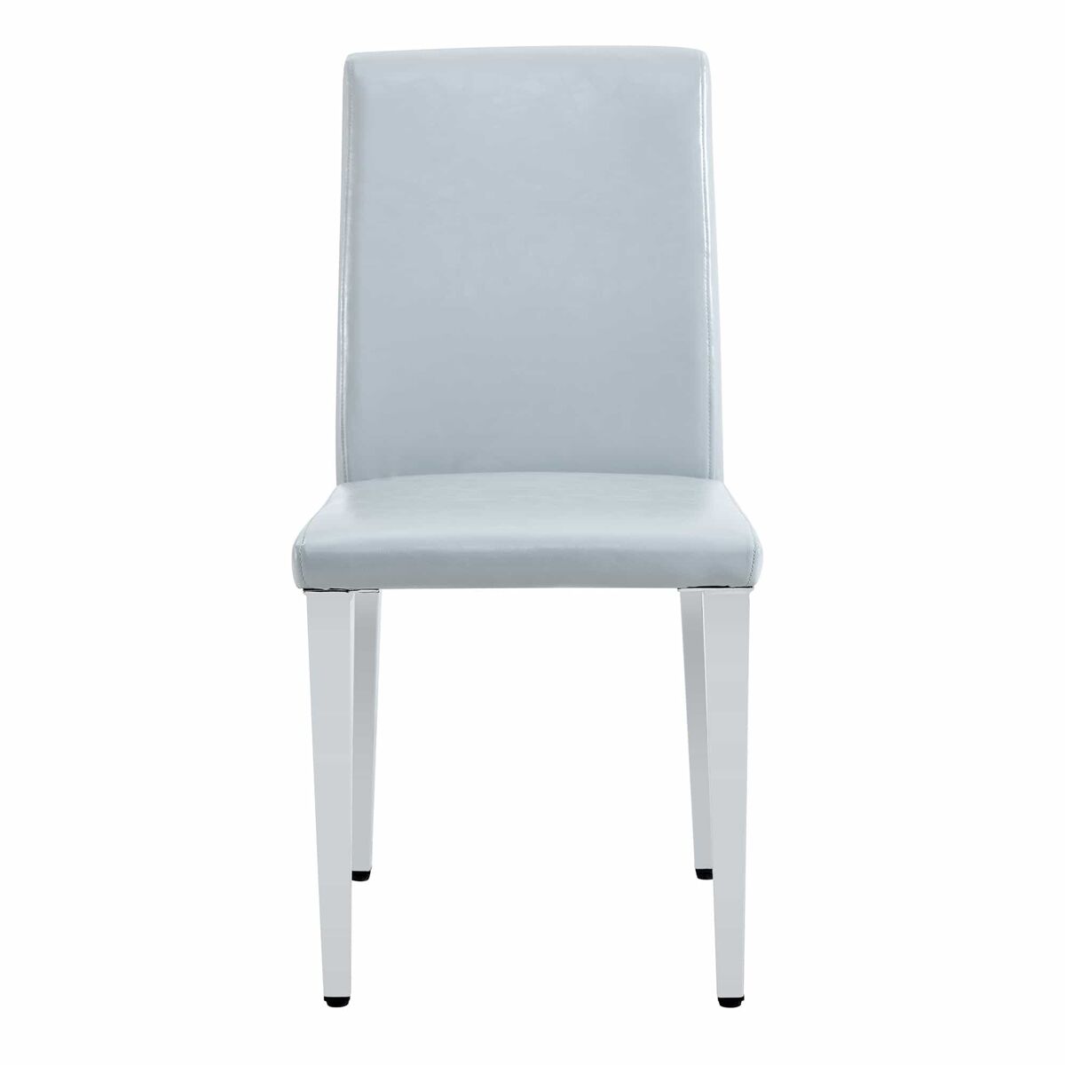 Cadeiras de sala de jantar, 4 unidades - design minimalista europeu, estofadas em pu cinza claro texturizado e pernas metálicas prateadas - cinza
