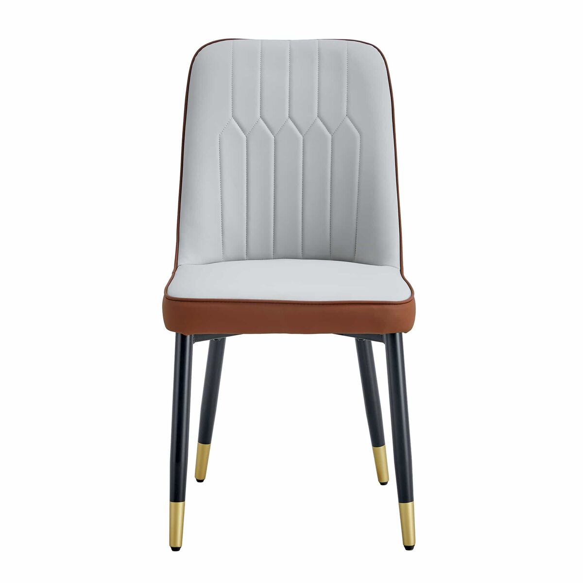 Cadeiras de sala de jantar 2 unidades - modernas e simples com encosto em pu - cor combinada - cinza claro + castanho