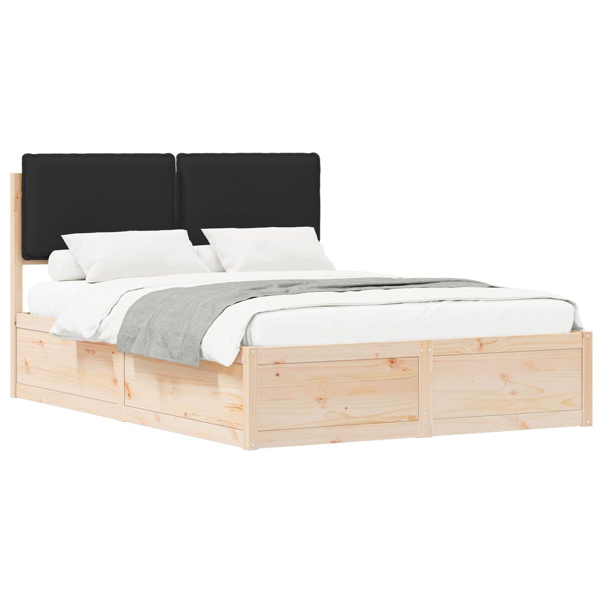 Estrutura de cama de casal moderno com cabeceira estofada preto 160 x 200 cm