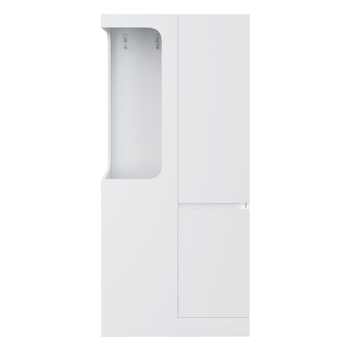 Armário 70x40x170 cm - 1 porta, gavetas e prateleiras, zona aberta para roupa - branco