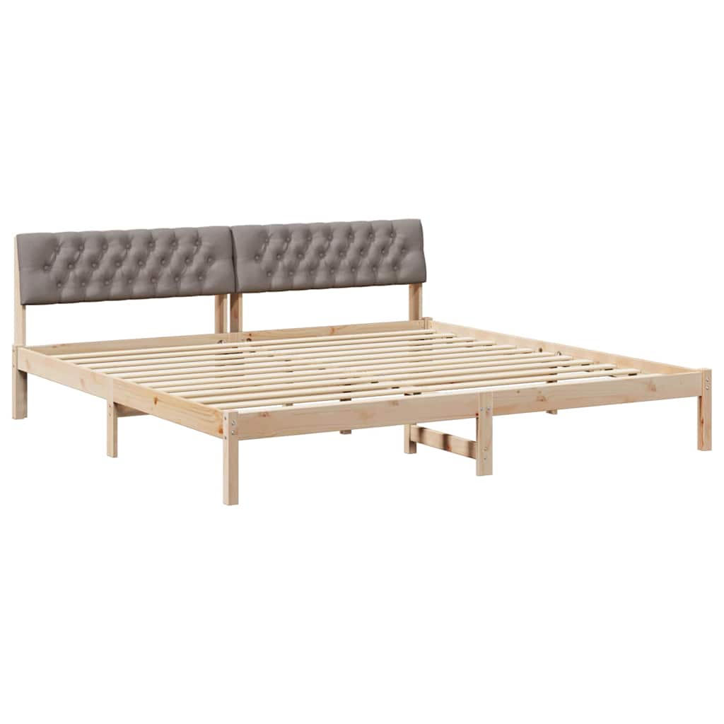 Estrutura de cama de casal com cabeceira - marrom e taupe 200 x 200 cm