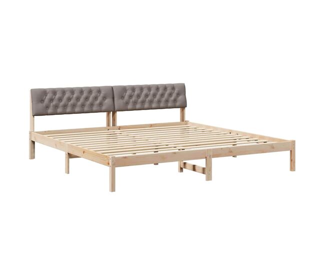 Estrutura de cama de casal com cabeceira - marrom e taupe 200 x 200 cm
