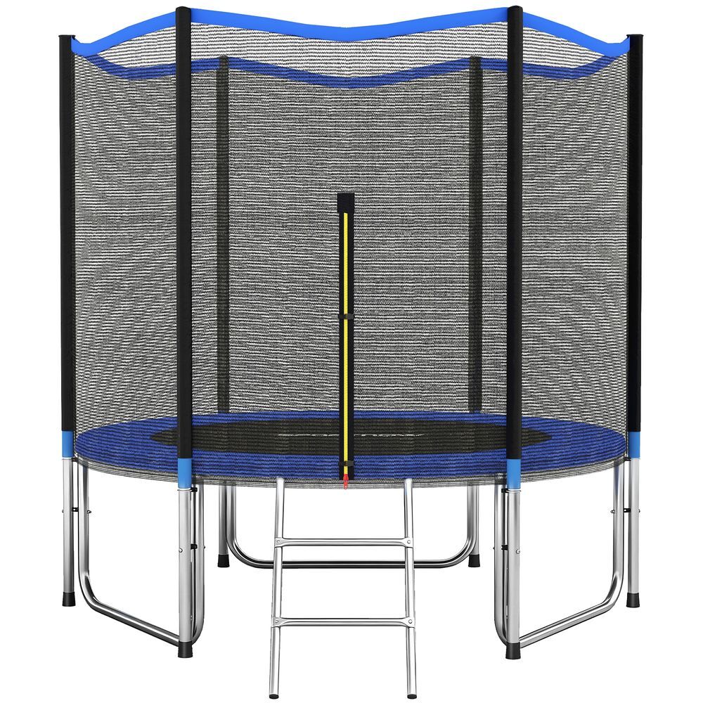 Sportnow trampolim para crianças exterior ø305 cm trampolim para crianças +6 anos com rede de segurança escada acolchoamento de molas e estrutura em