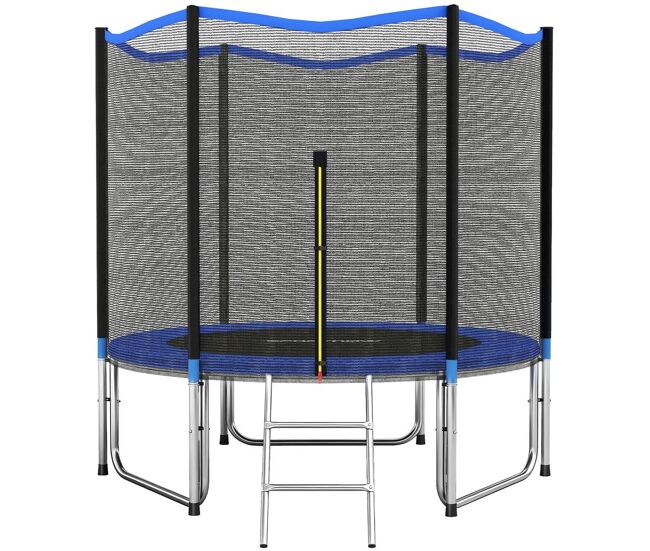 Sportnow trampolim para crianças exterior ø305 cm trampolim para crianças +6 anos com rede de segurança escada acolchoamento de molas e estrutura em