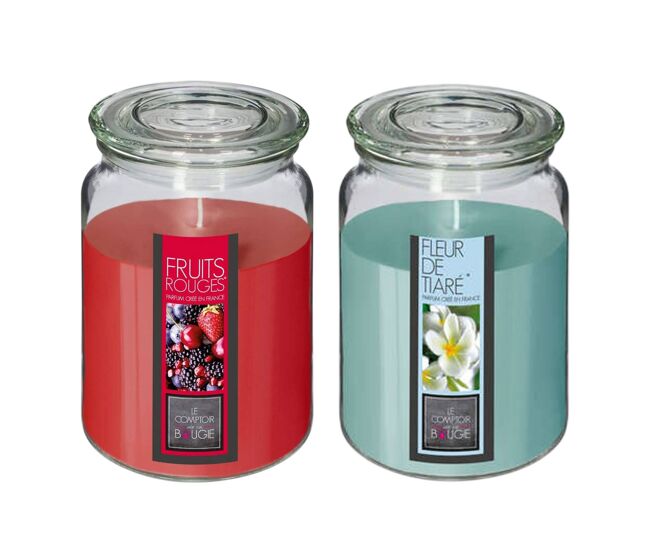 Conjunto de 2 velas perfumadas (flor de tiare + frutos vermelhos)