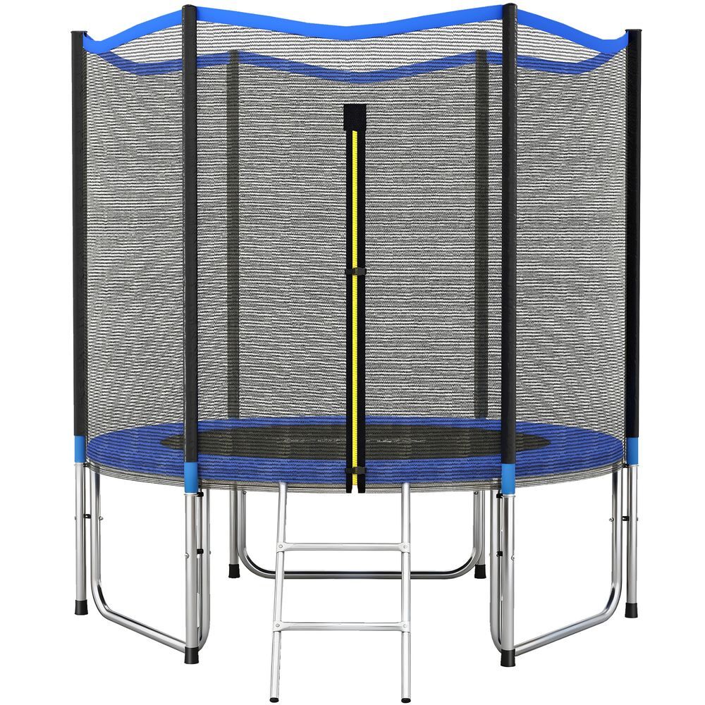 Sportnow trampolim para crianças exterior ø244 cm trampolim para crianças +6 anos com rede de segurança escada acolchoamento de molas e estrutura em