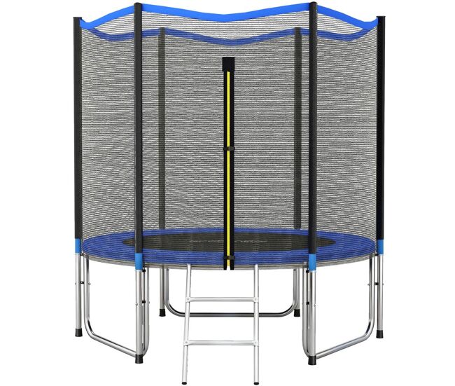 Sportnow trampolim para crianças exterior ø244 cm trampolim para crianças +6 anos com rede de segurança escada acolchoamento de molas e estrutura em