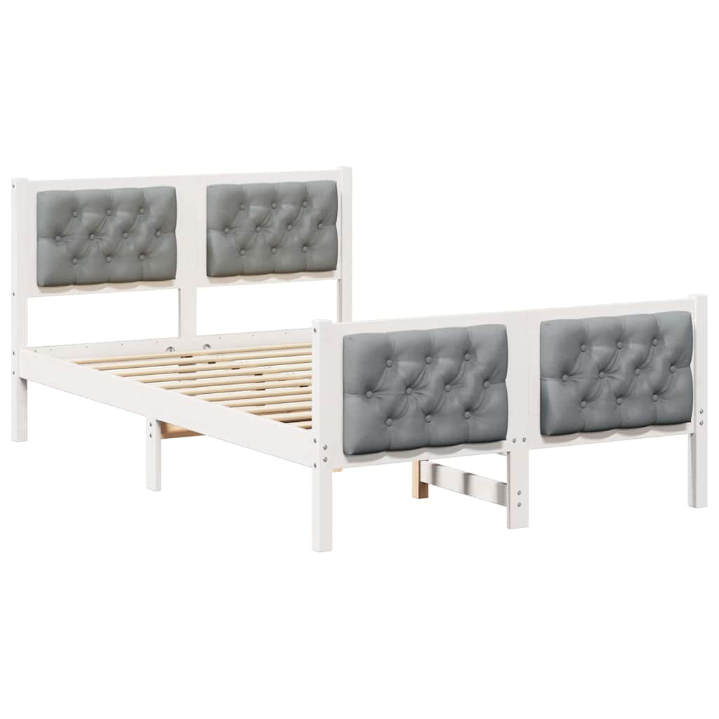 Estrutura da cama de casal simple com cabeceira cinzento-claro 135 x 190 cm