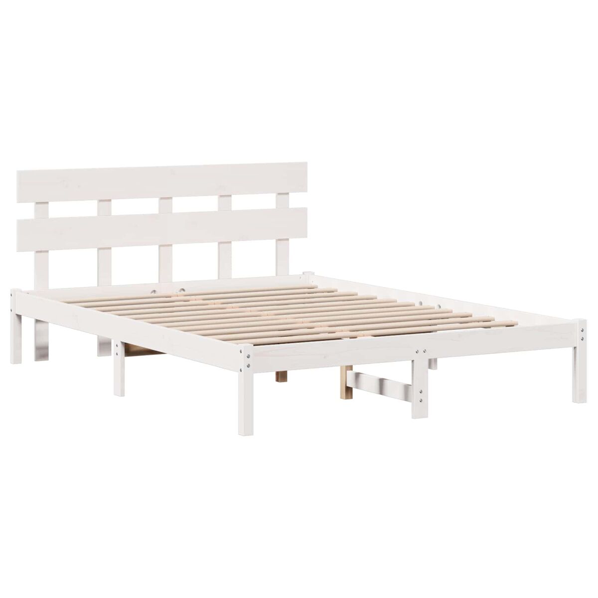 Estrutura da cama de casal simple branco 160 x 200 cm madeira de pinho maciça