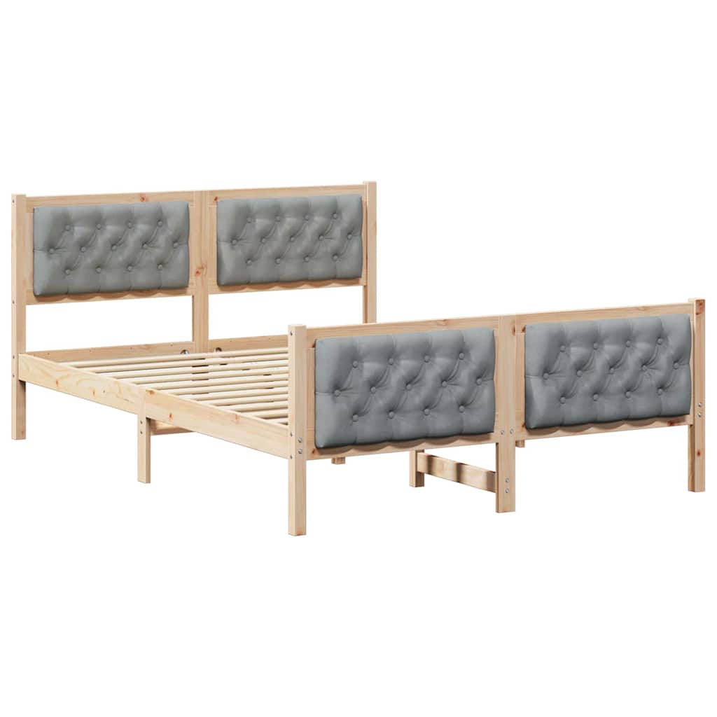 Estrutura da cama de casal simple com cabeceira cinzento-claro 140 x 190 cm