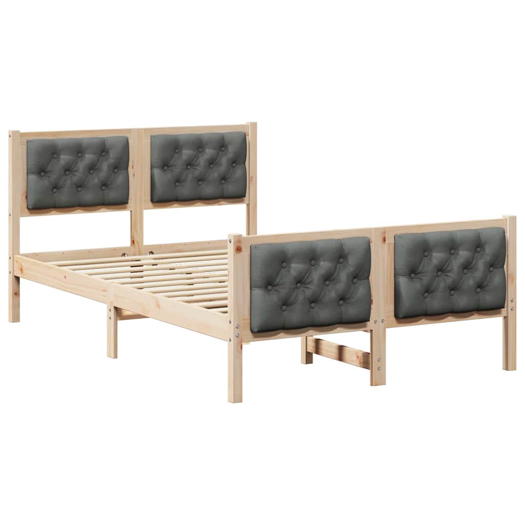 Estrutura da cama de casal simple com cabeceira cinza escuro 135 x 190 cm