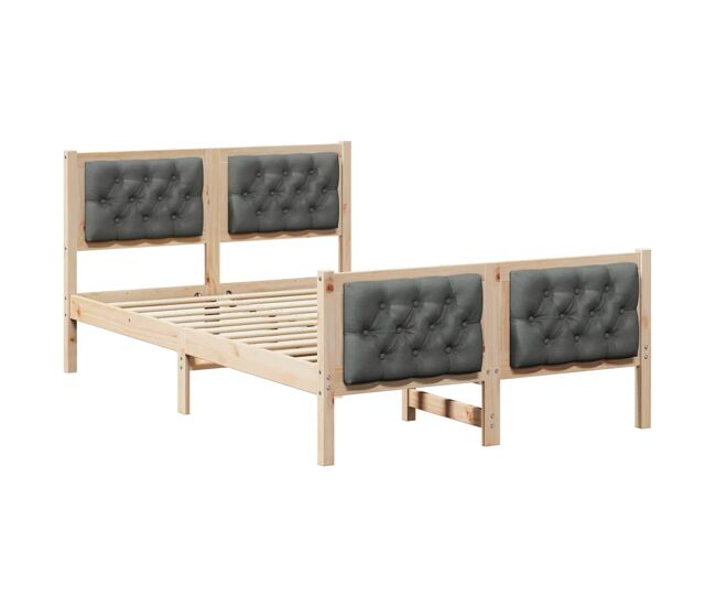 Estrutura da cama de casal simple com cabeceira cinza escuro 135 x 190 cm