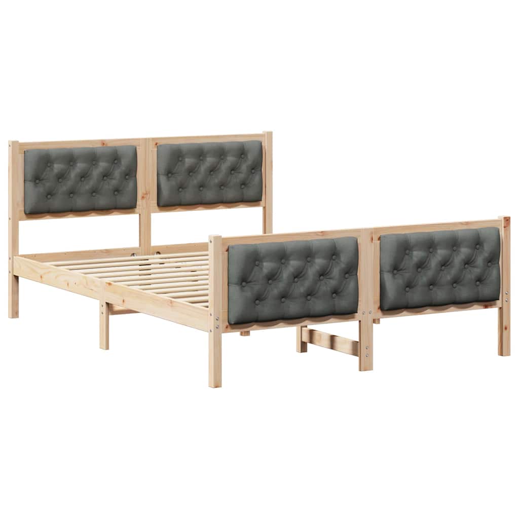 Estrutura da cama de casal simple com cabeceira cinza escuro 140 x 190 cm