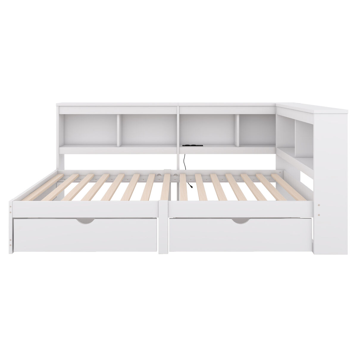 Cama de dia 90x200cm - sofá-cama, com duas gavetas, tomada e 2 portas usb, com estrado (sem colchão) - blanc