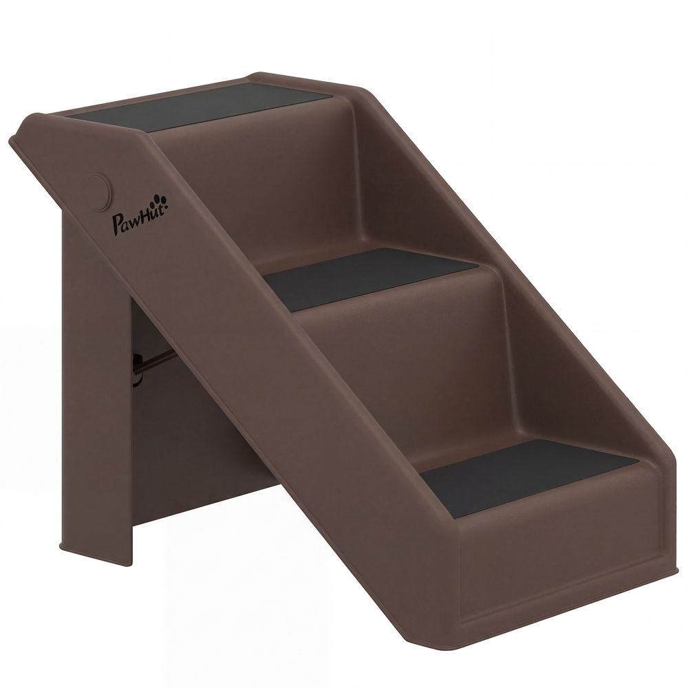 Pawhut escada dobrável para cães de 3 degraus, portátil, escada para animais de estimação idosos, cães pequenos, gatos, para cama, sofá, 53x30,5x36,5