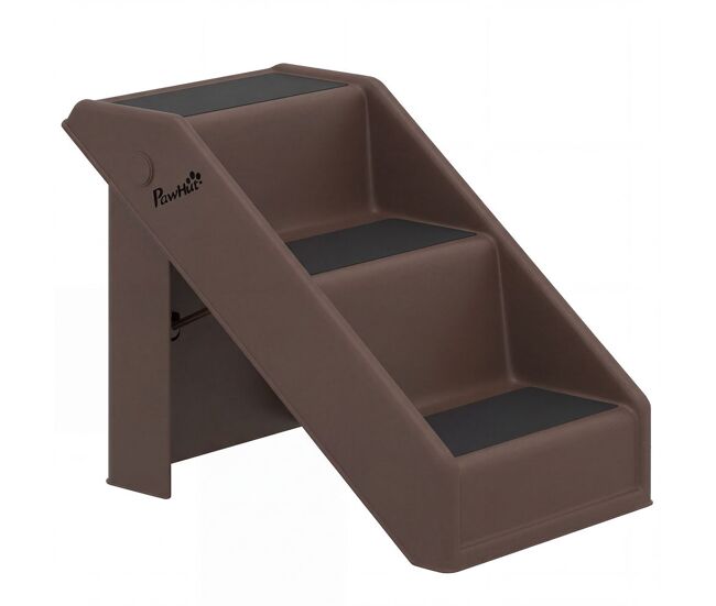 Pawhut escada dobrável para cães de 3 degraus, portátil, escada para animais de estimação idosos, cães pequenos, gatos, para cama, sofá, 53x30,5x36,5