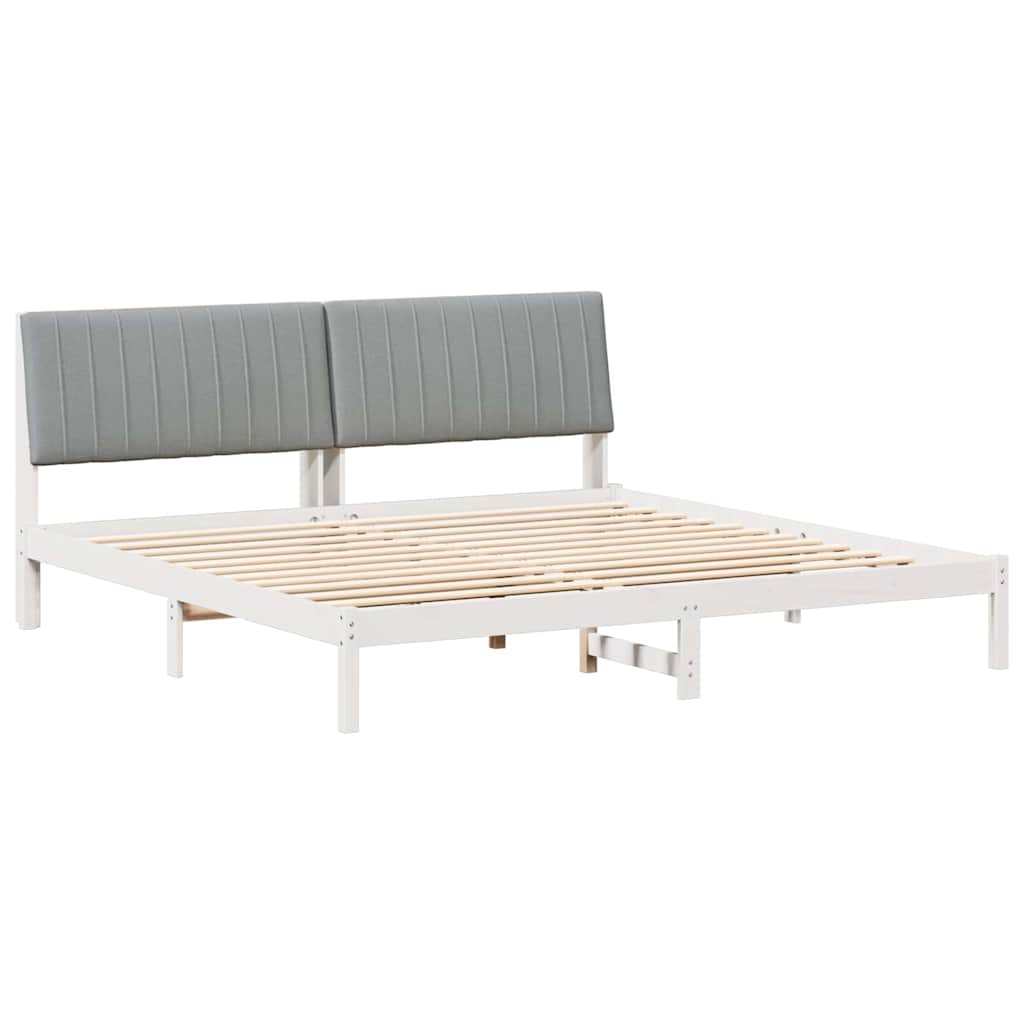 Estrutura de cama de casal com cabeceira king size - branco 200 x 200 cm