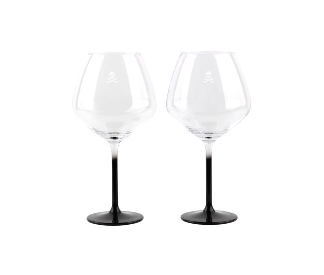 Conjunto de 2 copos de gin em formato de caveira, em cristal