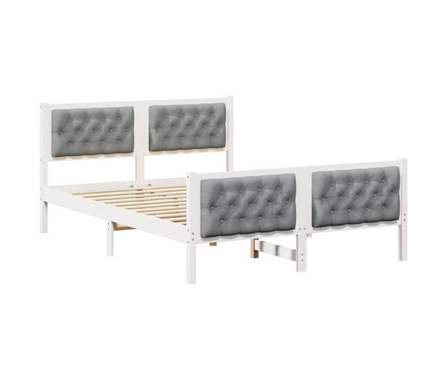 Estrutura da cama de casal simple com cabeceira cinzento-claro 140 x 190 cm