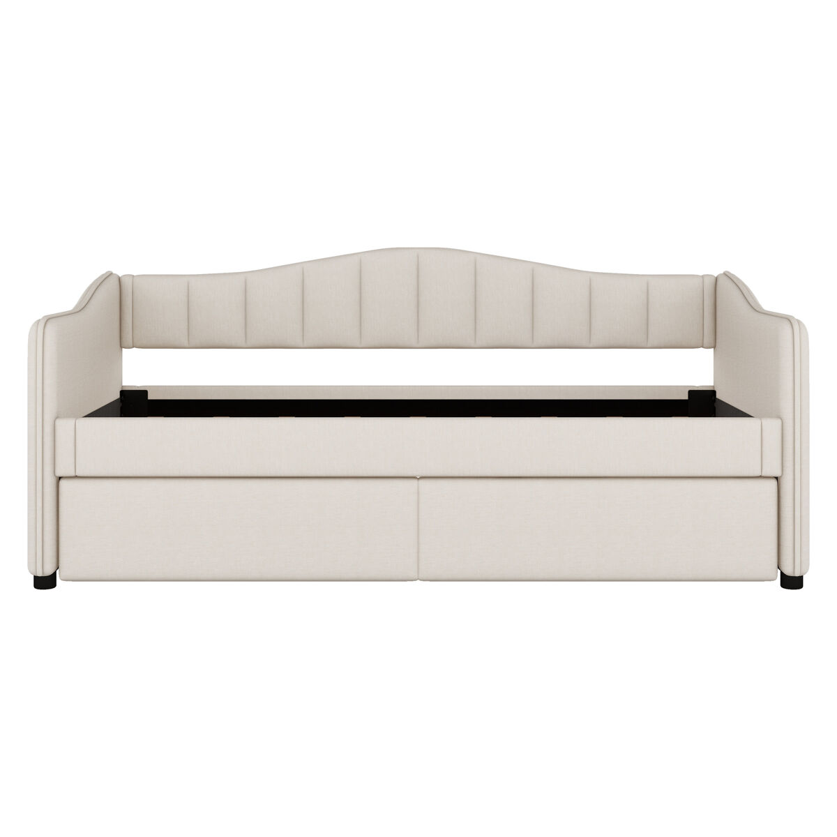 Cama individual 90x200 cm - sofá-cama extensível, luz ambiente, linho, estilo minimalista - bege