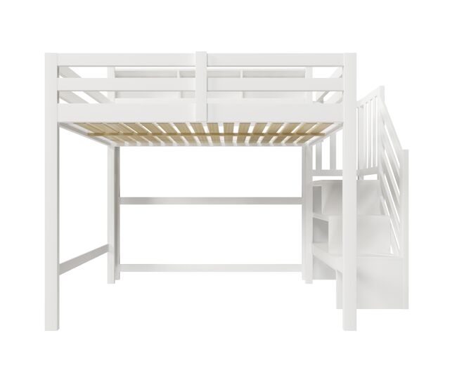 Beliche 140x200 cm - com luzes led, grande espaço de armazenamento, escada com prateleira, sem colchão - branco
