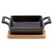 Bandeja pequena quadrada de ferro com faixa de bambu Bandeja pequena quadrada de ferro com faixa de bambu Preto