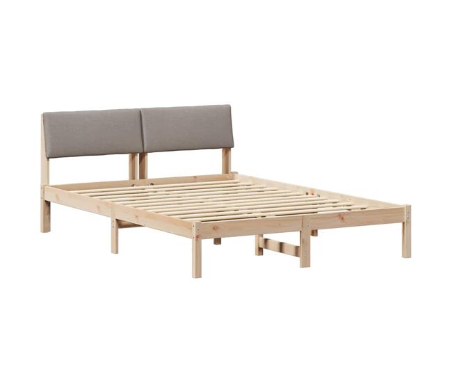 Estrutura de cama de casal com cabeceira - marrom e taupe 135 x 190 cm