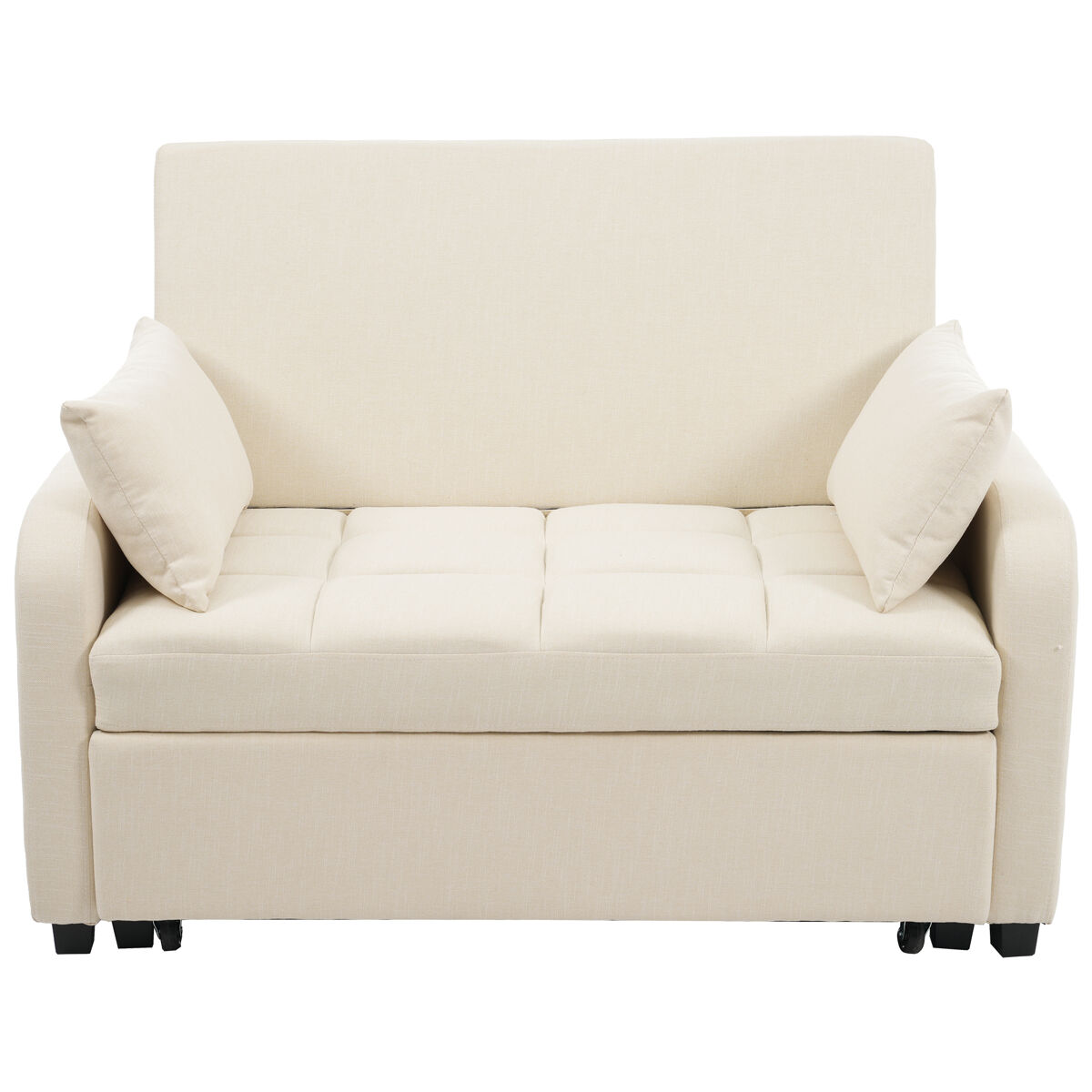 Sofá-cama de 2 lugares - multifuncional, encosto ajustável, ideal para espaços pequenos - bege