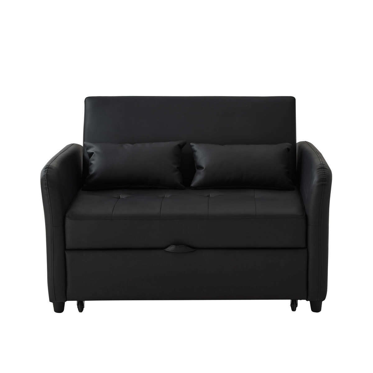 Sofá-cama multifuncional de 2 lugares - 3 níveis reclináveis, pu impermeável, conversível - antique black