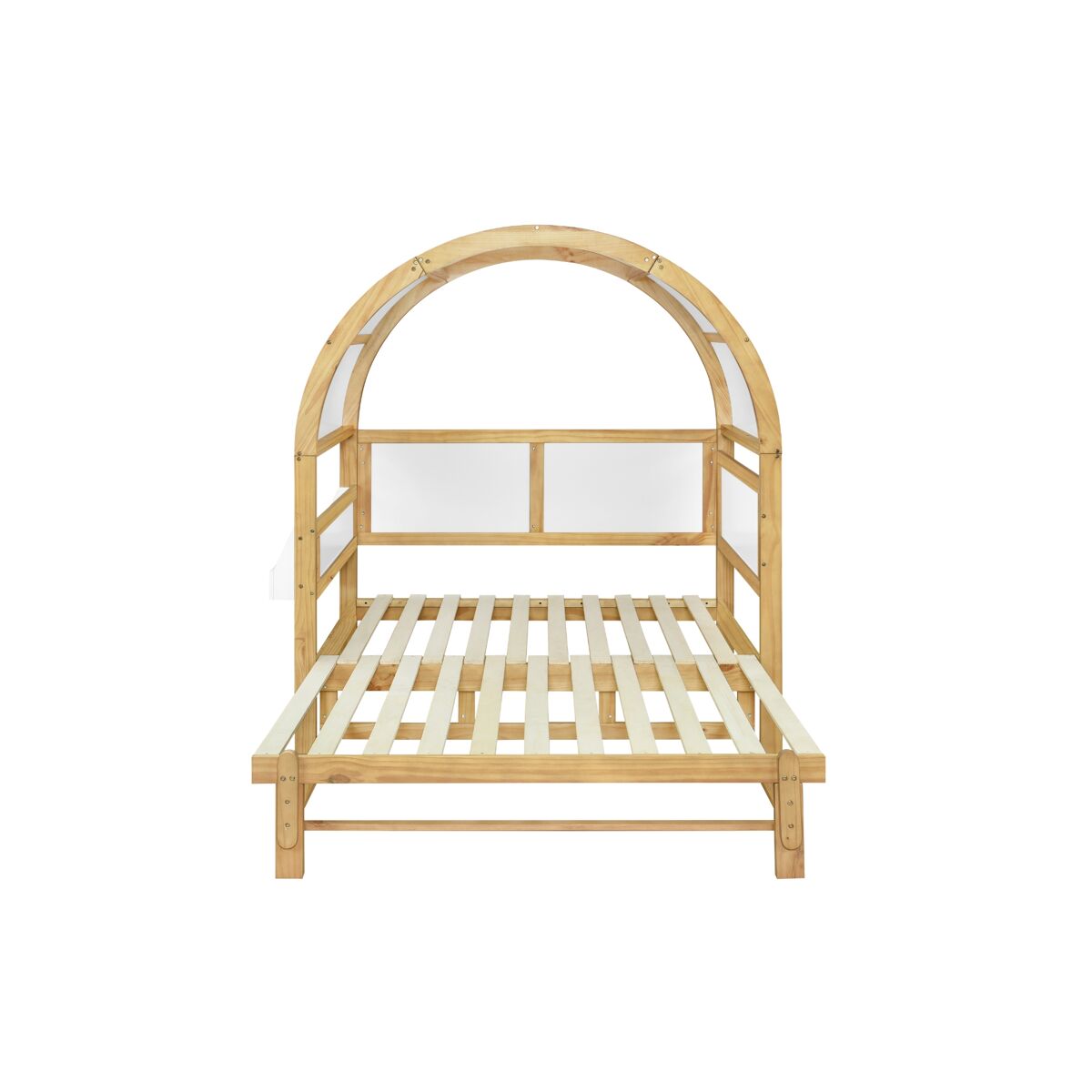Cama infantil 140x200 - extensível com cama extra e teto arqueado - branco/natural