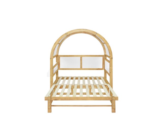 Cama infantil 140x200 - extensível com cama extra e teto arqueado - branco/natural