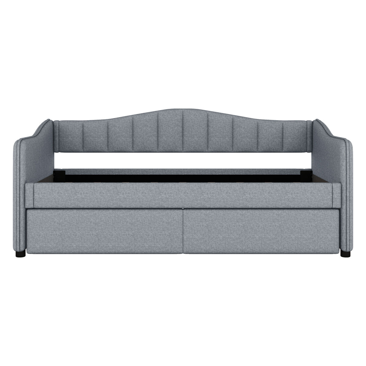 Cama de dia 90x200 cm - cama extensível, sofá-cama, sem colchão, luz ambiente, linho - cinza