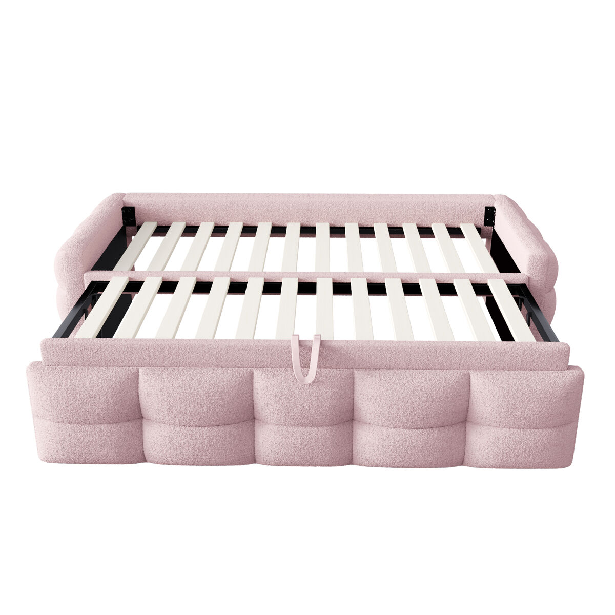 Sofá-cama 90/180x190 cm - puffbett, com estrado de ripas, multifuncional, rosa
