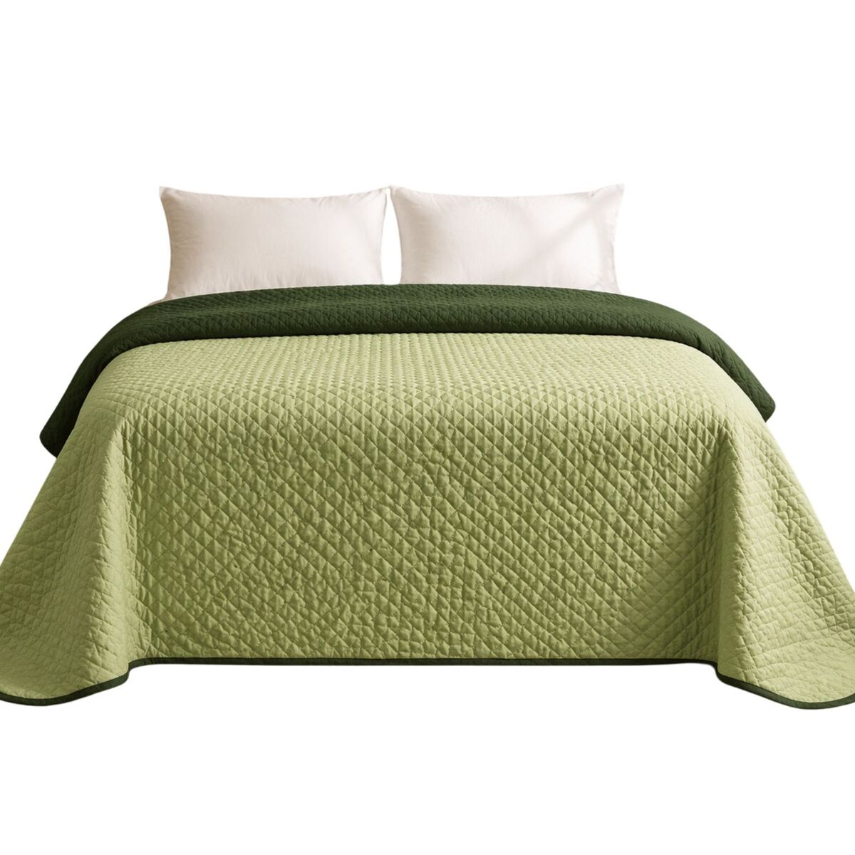 Colcha reversível bicolor oliva/botella cama 90cm donegal collections