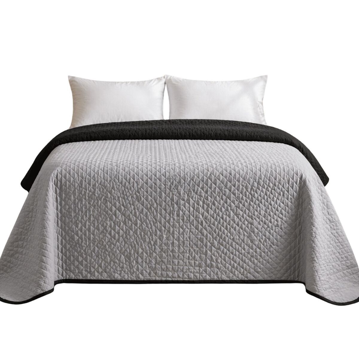 Colcha reversível bicolor cinza/preto cama 180cm donegal collections