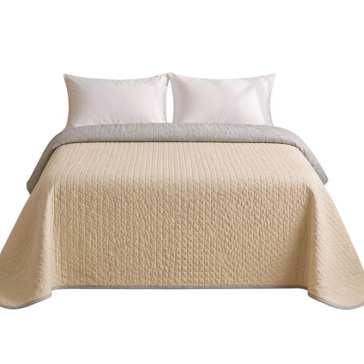 Colcha reversível bicolor bege/linho cama 135cm donegal collections