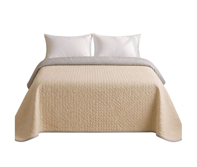 Colcha reversível bicolor bege/linho cama 135cm donegal collections