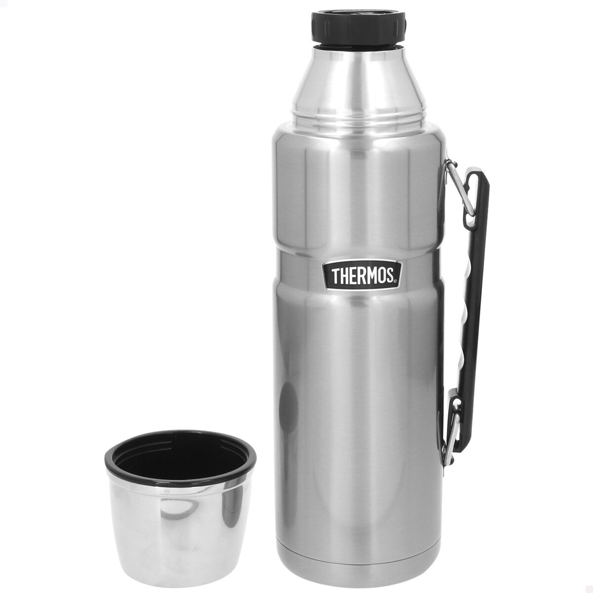 Garrafa térmica thermos em acier inox 1,2l prateada com pega
