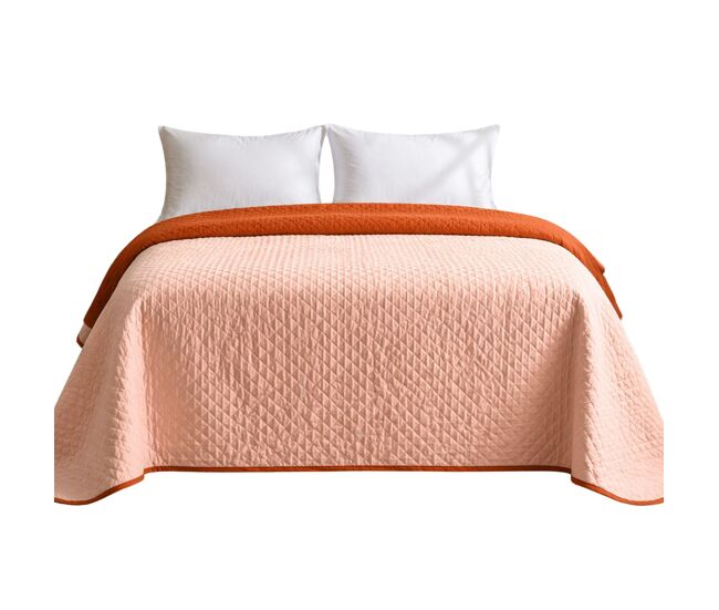 Colcha reversível bicolor telha/coral cama 105cm donegal collections