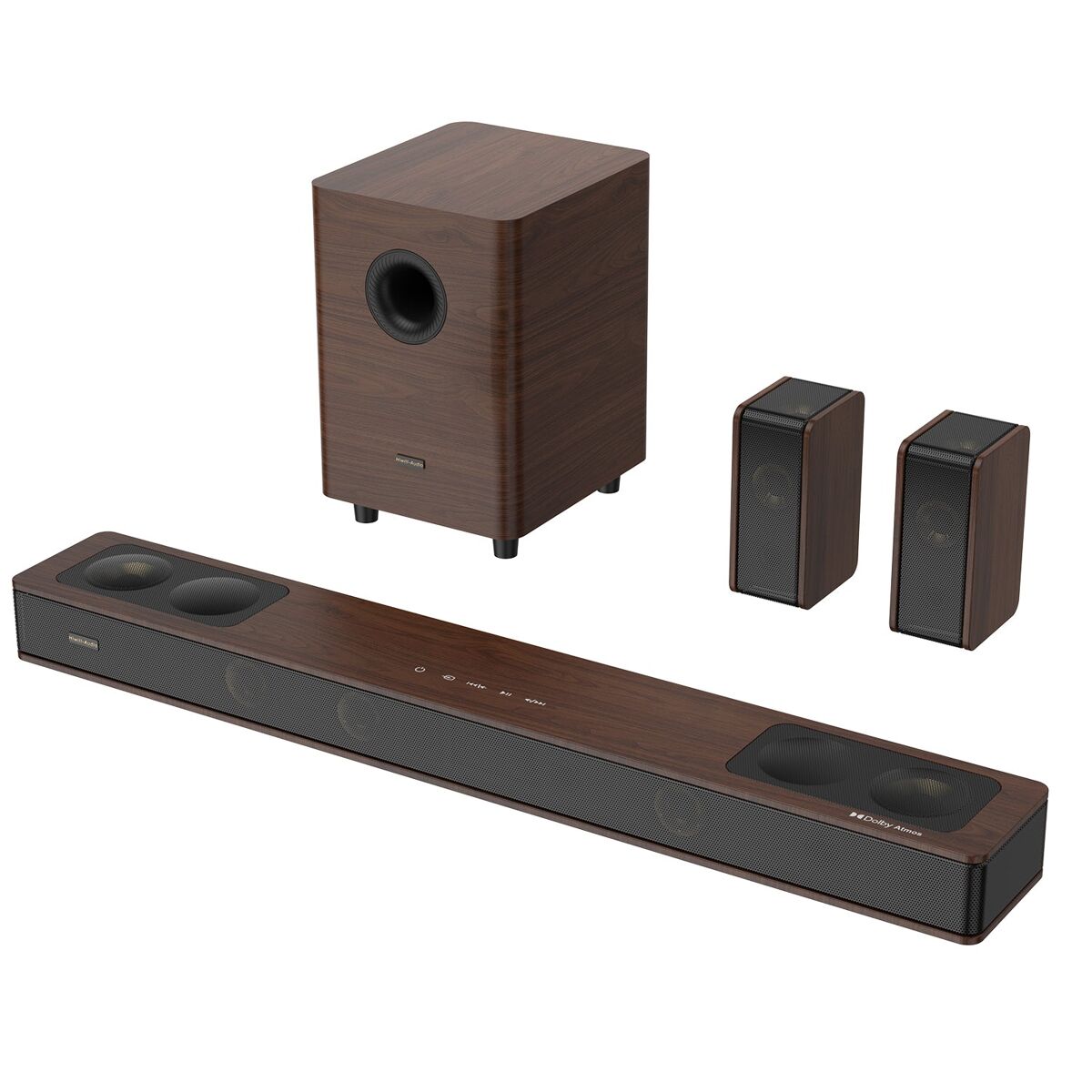 Soundbar para tv | hiwill-audio a534 800w 5.3.4 dolby atmos - marrom escuro