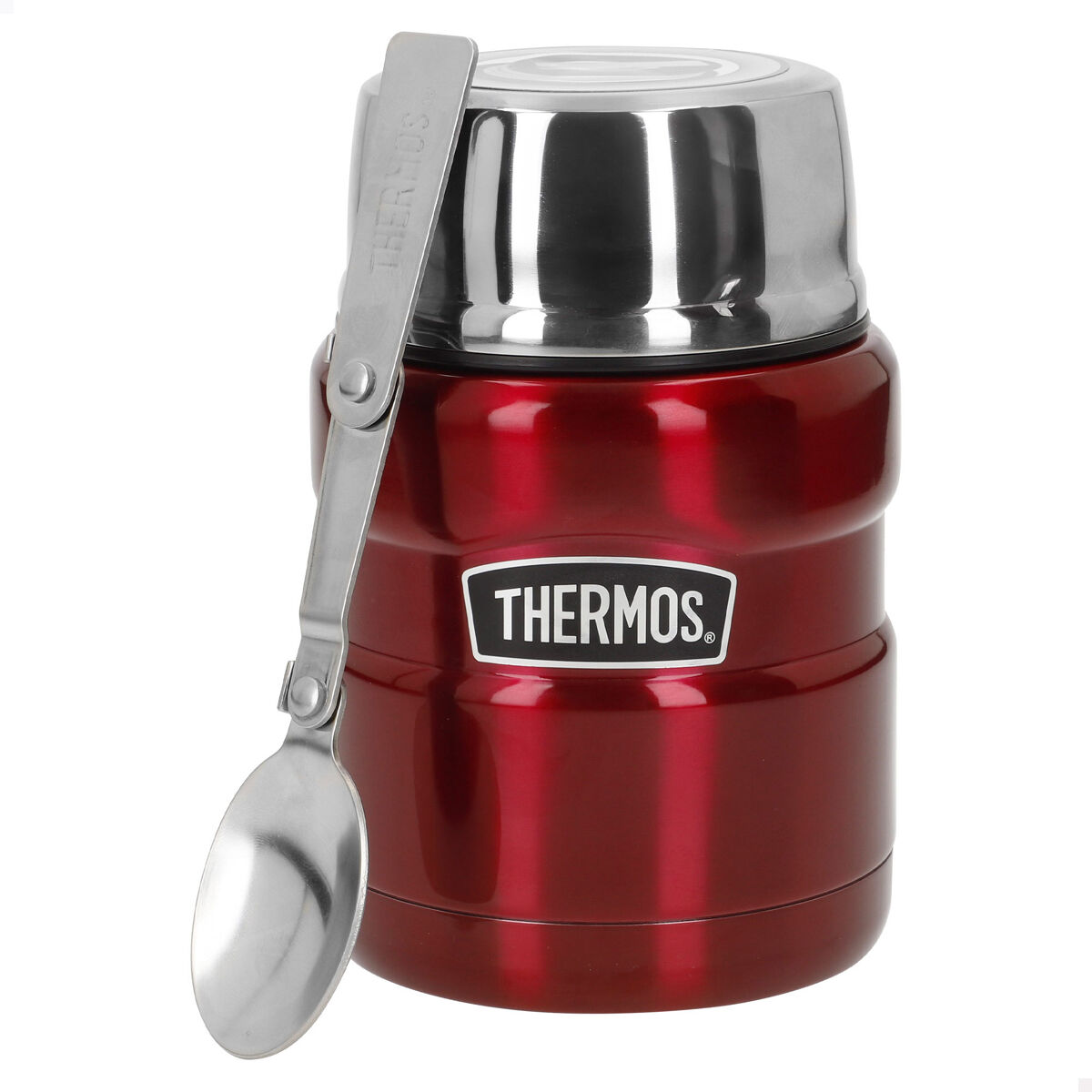 Thermos térmo para comida 470 ml em acier inox rouge com colher dobrável