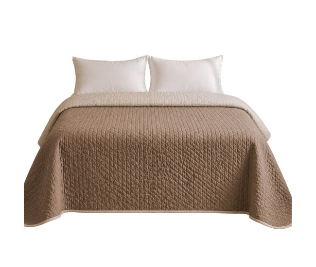Colcha reversível bicolor couro/linho cama 150cm donegal collections