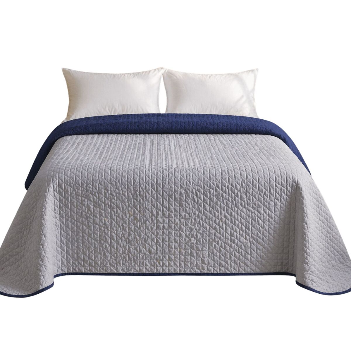 Colcha reversível bicolor azul/cinza cama 90cm donegal collections