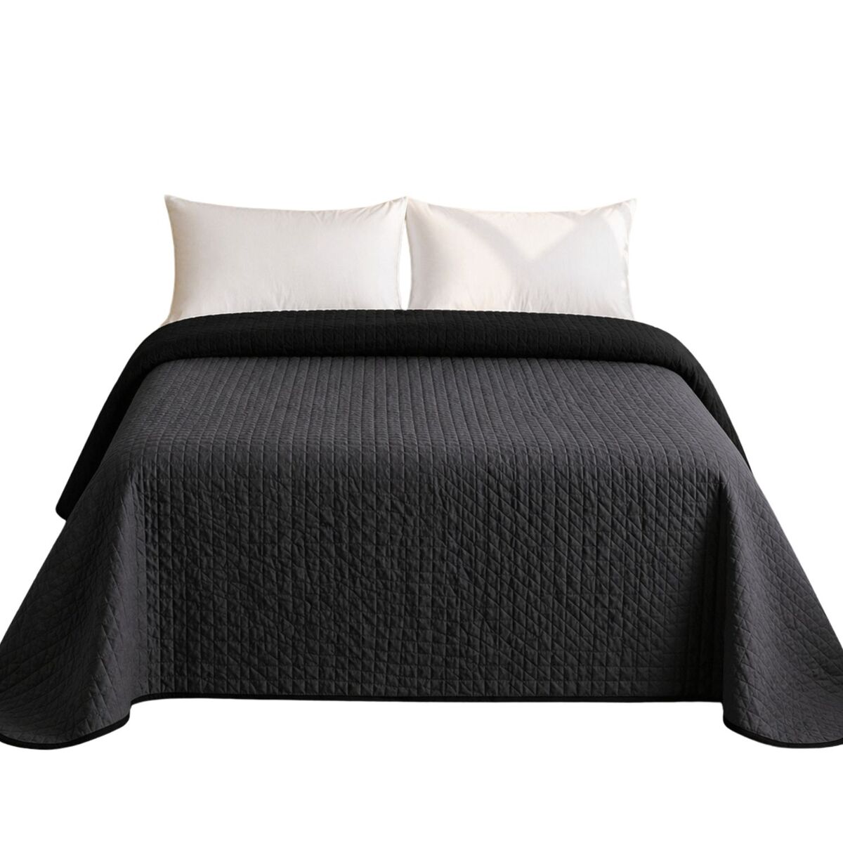 Colcha reversível bicolor antracite/preto cama 105cm donegal collections