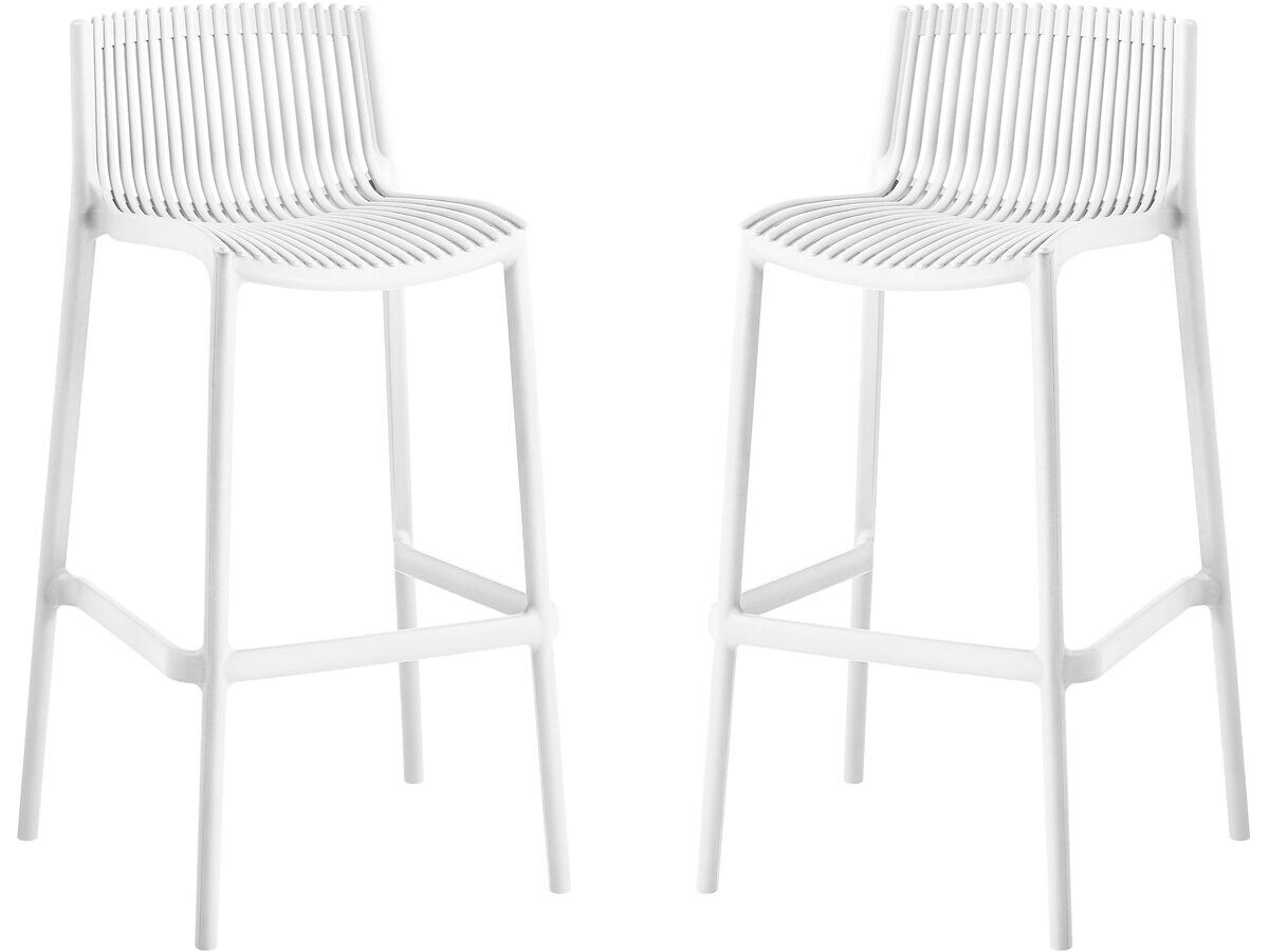 Conjunto de 2 cadeiras altas empilháveis de plástico  - blanc