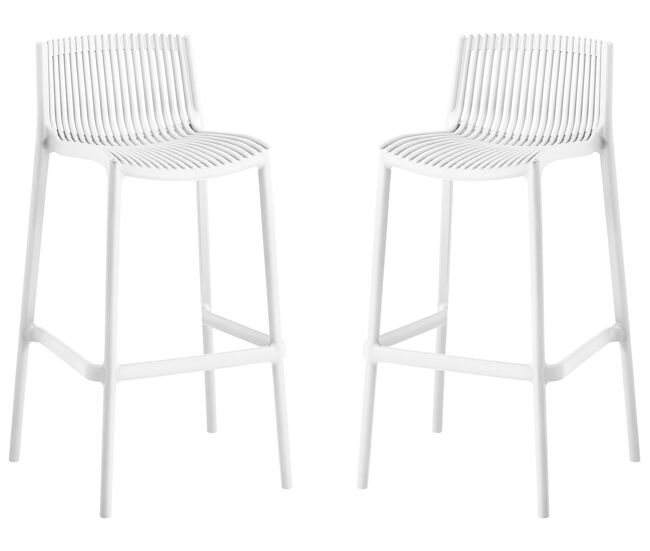 Conjunto de 2 cadeiras altas empilháveis de plástico - blanc
