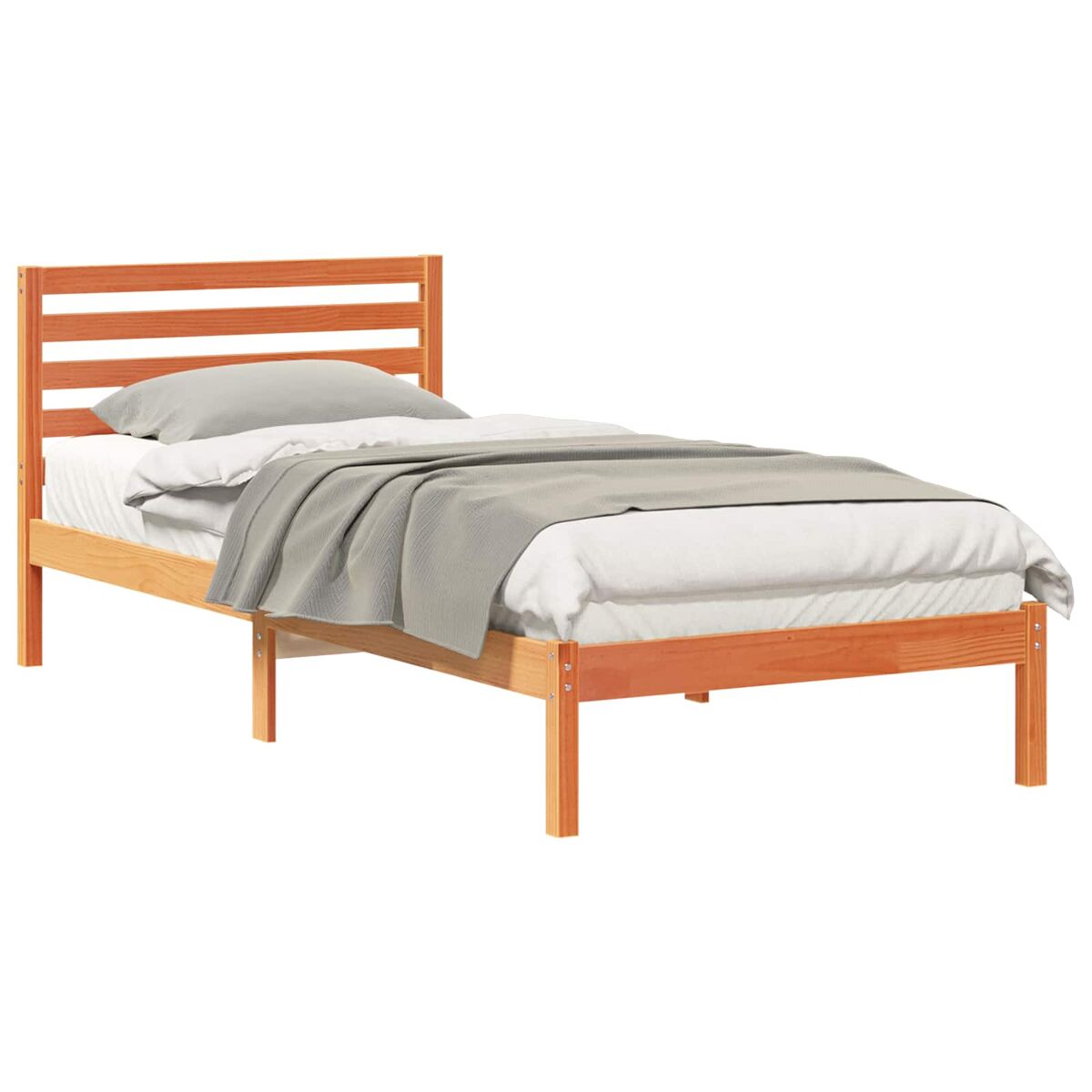 Estrutura de cama de solteiro moderno com cabeceira - marrom cera 90 x 210 cm
