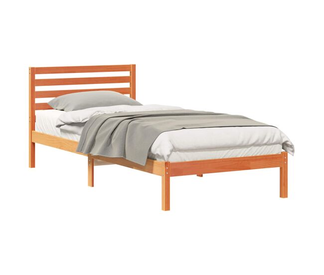 Estrutura de cama de solteiro moderno com cabeceira - marrom cera 90 x 210 cm
